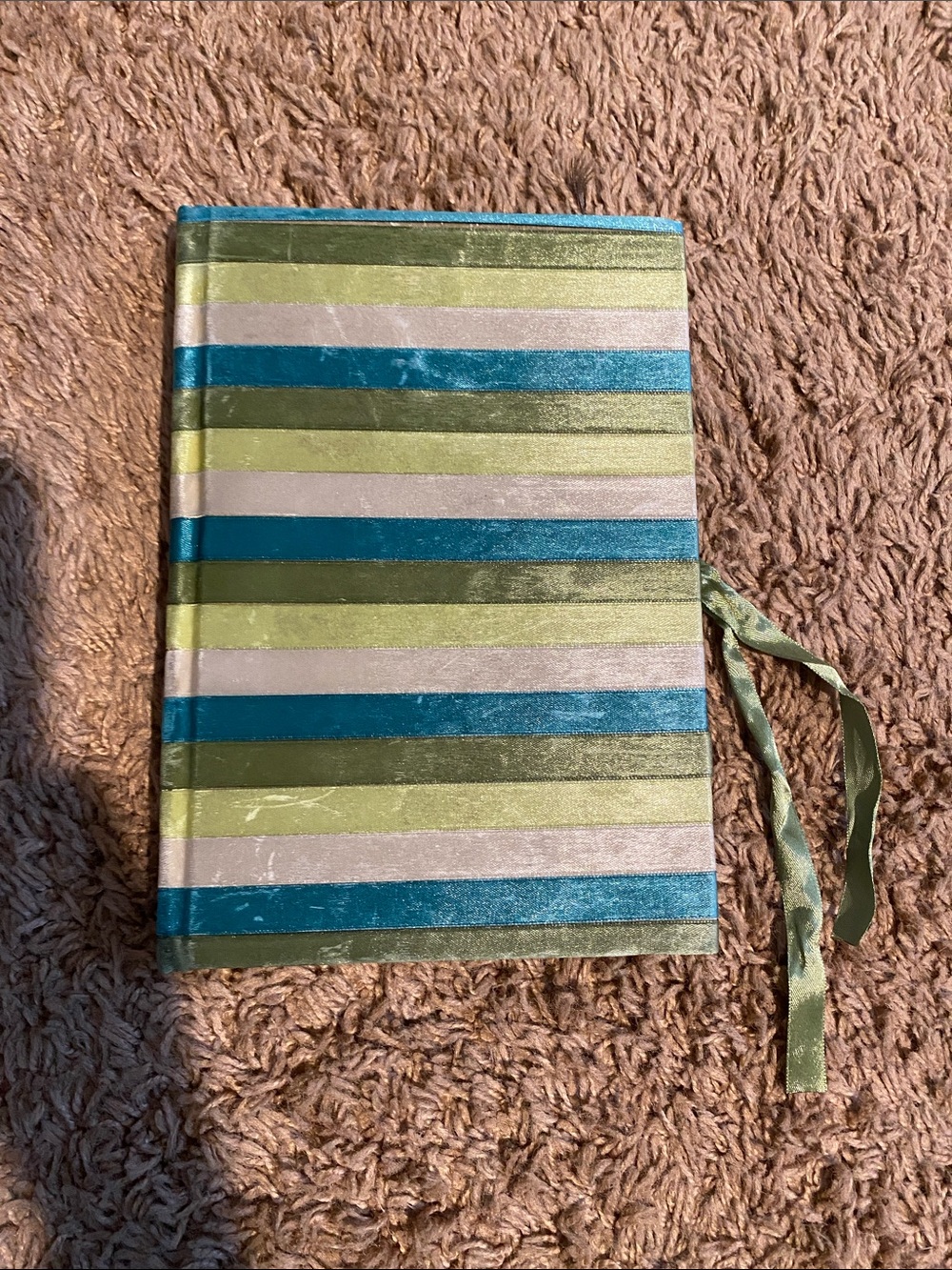 Layered Ribbon Journal - Blue, Green, Cream Stripes